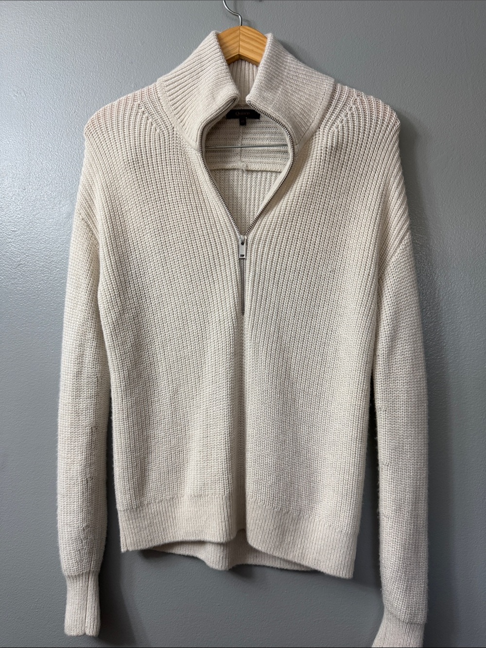 quince cream quaeter zip wool sweater XS